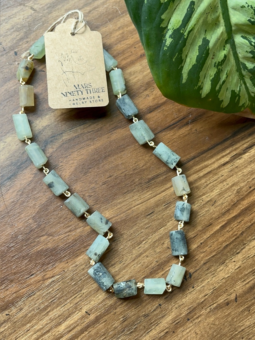 PHRENITE RAW STONE NECKLACE